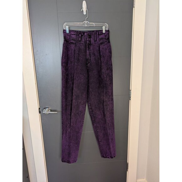 Vintage 80's Opal by Hot Property Purple Acid Wash Ultra High Rise Jeans - 12 - Picture 1 of 10